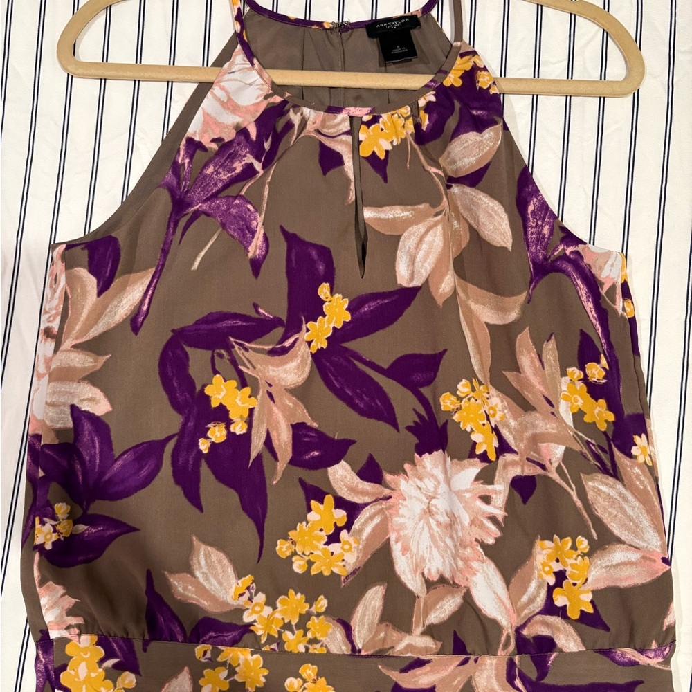 Floral Halter Neck Top - Purple and Yellow